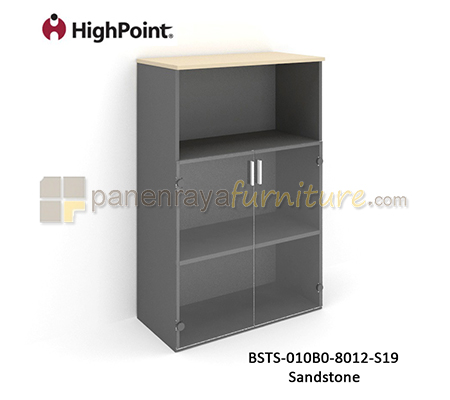 Panen Raya Furniture Lemari Arsip Tinggi Kombinasi Rak Dan 2 Pintu Kaca HighPoint Storio BSTS 010B0 8012 S19 Sandstone