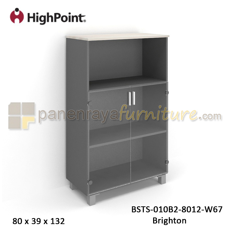 Panen Raya Furniture Lemari Arsip Tinggi Kombinasi Pintu Kaca Kaki Plastik HighPoint Storio BSTS 010B2 8012 W67 Brighton