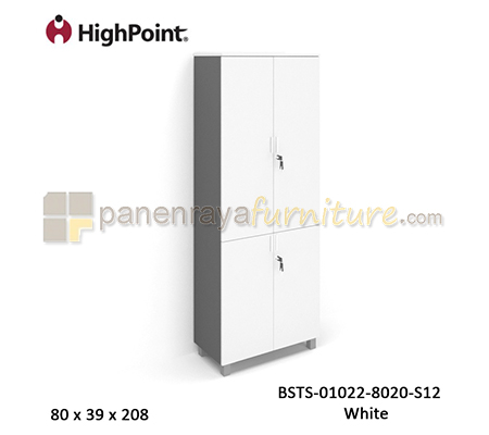 Panen Raya Lemari Arsip Tinggi Full 4 Pintu Panel Kaki Plastik HighPoint Storio BSTS 01022 8020 S12 White