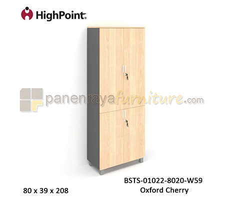Panen Raya Furniture Lemari Arsip Tinggi Full 4 Pintu Panel Kaki Plastik HighPoint Storio BSTS 01022 8020 W59 Cherry