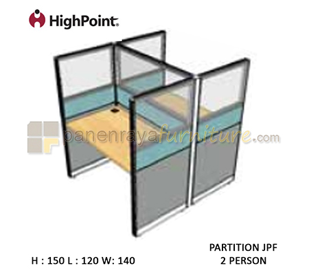 Panen Raya Furniture Workstation 2 Seater Glass Tinggi 150 HighPoint Partition JPF Light Grey