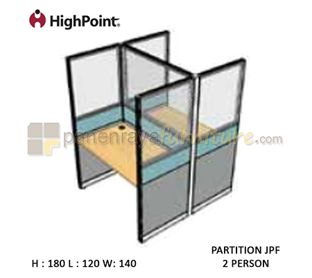 Panen Raya Workstation 2 Seater Glass Tinggi 180 HighPoint Partition JPF Oxford Cherry