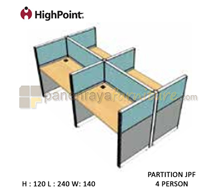 Panen Raya Furniture Workstation 4 Seater Tinggi 120 HighPoint Partition JPF Light Grey