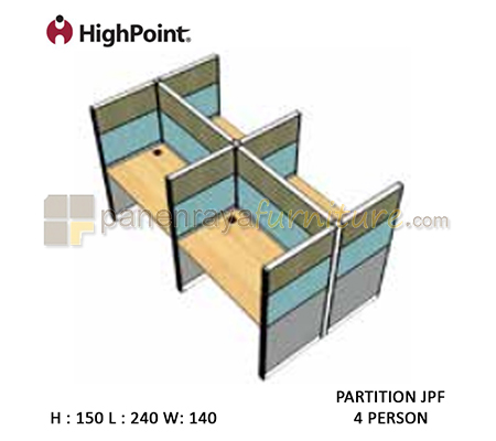 Panen Raya Furniture Workstation 4 Seater Tinggi 150 HighPoint Partition JPF Oxford Cherry