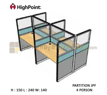 Panen Raya Furniture Workstation 4 Seater Glass Tinggi 150 HighPoint Partition JPF Oxford Cherry