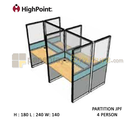Panen Raya Furniture Workstation 4 Seater Glass Tinggi 180 HighPoint Partition JPF Oxford Cherry