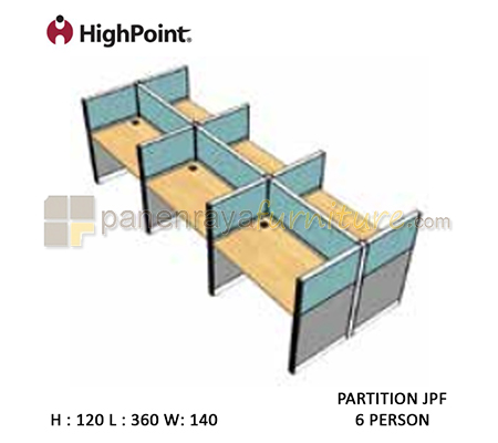 Panen Raya Furniture Workstation 6 Seater Tinggi 120 HighPoint Partition JPF Oxford Cherry