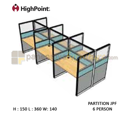 Panen Raya Workstation 6 Seater Glass Tinggi 150 HighPoint Partition JPF Light Grey