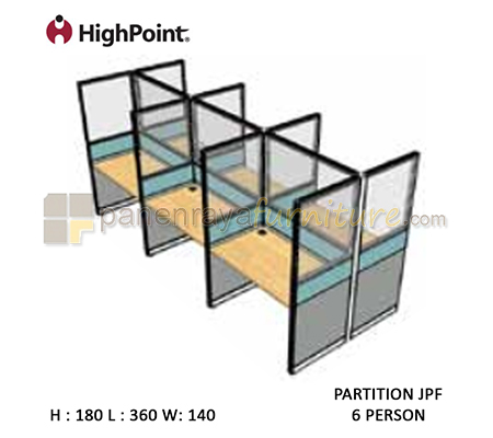 Panen Raya Furniture Workstation 6 Seater Glass Tinggi 180 HighPoint Partition JPF Cappuccino