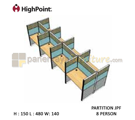 Panen Raya Furniture Workstation 8 Seater Tinggi 150 HighPoint Partition JPF Oxford Cherry