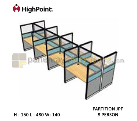 Panen Raya Workstation 8 Seater Glass Tinggi 150 HighPoint Partition JPF Light Grey