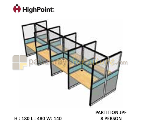 Panen Raya Furniture Workstation 8 Seater Glass Tinggi 180 HighPoint Partition JPF Cappuccino