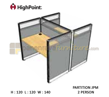 Panen Raya Furniture Workstation 2 Seater Glass Tinggi 120 HighPoint Partition JPM Light Grey