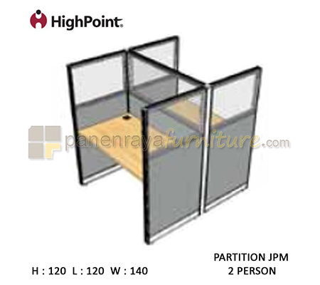 Panen Raya Furniture Workstation 2 Seater Glass Tinggi 150 HighPoint Partition JPM Light Grey