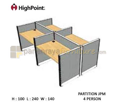 Panen Raya Workstation 4 Seater Tinggi 100 HighPoint Partition JPM Cappuccino