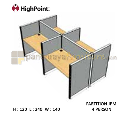 Panen Raya Furniture Workstation 4 Seater Tinggi 120 HighPoint Partition JPM Cappuccino