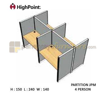 Panen Raya Furniture Workstation 4 Seater Tinggi 150 HighPoint Partition JPM Oxford Cherry