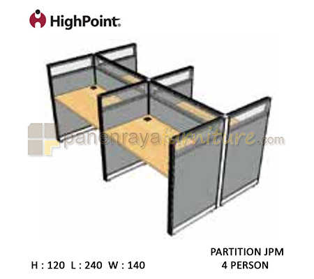 Panen Raya Furniture Workstation 4 Seater Glass Tinggi 120 HighPoint Partition JPM Light Grey