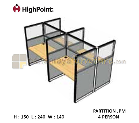 Panen Raya Furniture Workstation 4 Seater Glass Tinggi 150 HighPoint Partition JPM Cappuccino