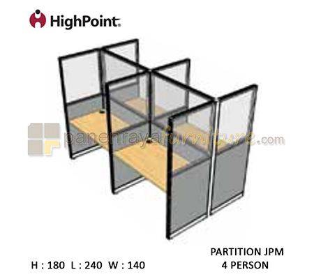 Panen Raya Furniture Workstation 4 Seater Glass Tinggi 180 HighPoint Partition JPM Oxford Cherry