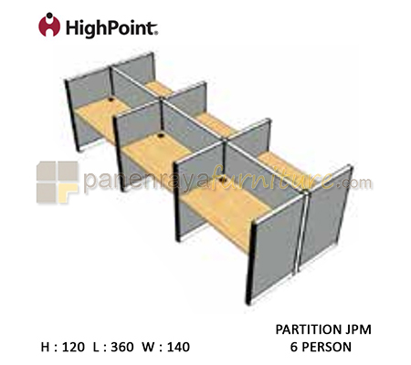 Panen Raya Workstation 6 Seater Tinggi 120 HighPoint Partition JPM Light Grey