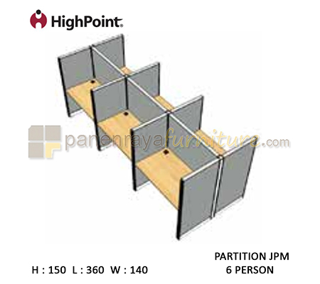 Panen Raya Workstation 6 Seater Tinggi 150 HighPoint Partition JPM Light Grey