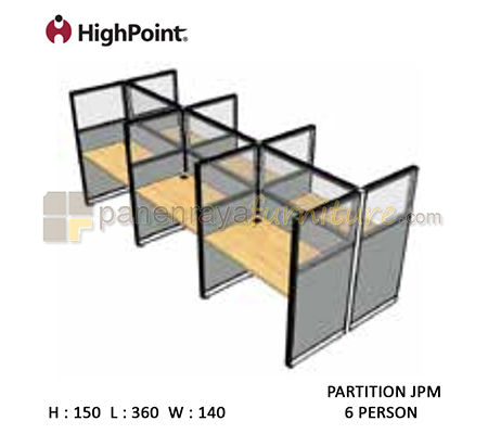 Panen Raya Workstation 6 Seater Glass Tinggi 150 HighPoint Partition JPM Cappuccino