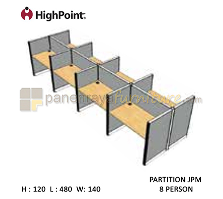 Panen Raya Furniture Workstation 8 Seater Tinggi 120 HighPoint Partition JPM Oxford Cherry