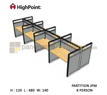 Panen Raya Furniture Workstation 8 Seater Glass Tinggi 120 HighPoint Partition JPM Light Grey