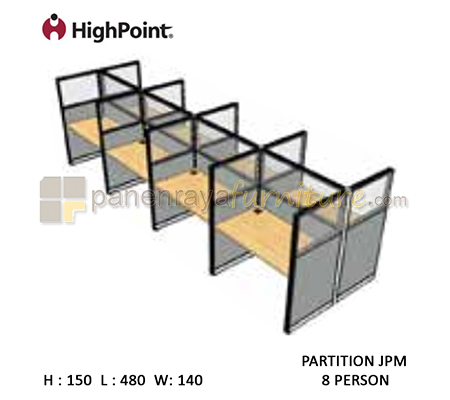 Panen Raya Workstation 8 Seater Glass Tinggi 150 HighPoint Partition JPM Light Grey