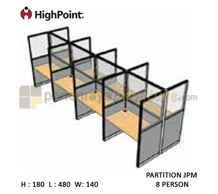 Panen Raya Furniture Workstation 8 Seater Glass Tinggi 180 HighPoint Partition JPM Cappuccino