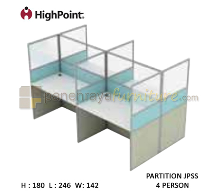 Panen Raya Furniture Workstation 4 Seater Glass Tinggi 180 HighPoint Partition JPSS Oxford Cherry