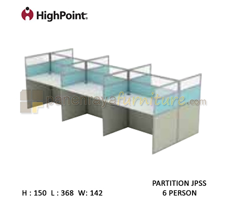 Panen Raya Furniture Workstation 6 Seater Glass Tinggi 150 HighPoint Partition JPSS Oxford Cherry