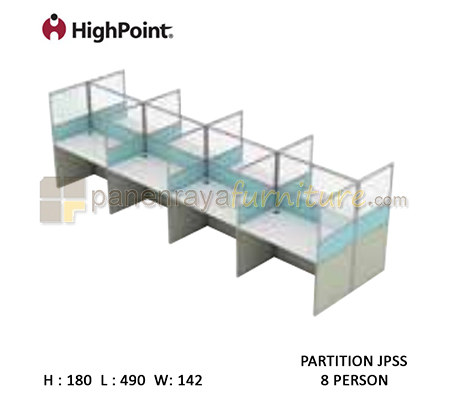 Panen Raya Furniture Workstation 8 Seater Glass Tinggi 180 HighPoint Partition JPSS Light Grey