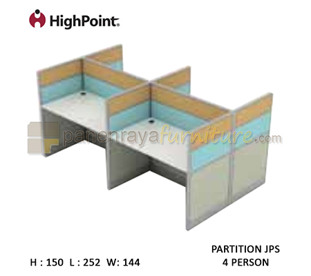 Panen Raya Furniture Workstation 4 Seater Tinggi 150 HighPoint Partition JPS Oxford Cherry