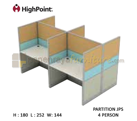 Panen Raya Furniture Workstation 4 Seater Tinggi 180 HighPoint Partition JPS Oxford Cherry