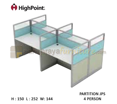 Panen Raya Furniture Workstation 4 Seater Glass Tinggi 150 HighPoint Partition JPS Oxford Cherry
