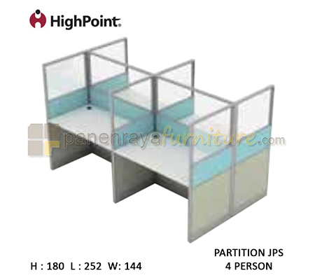 Panen Raya Furniture Workstation 4 Seater Glass Tinggi 180 HighPoint Partition JPS Light Grey
