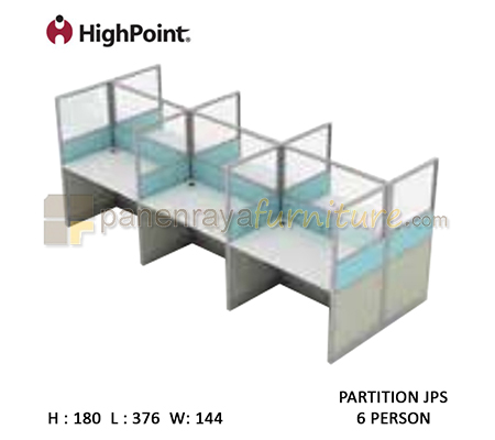 Panen Raya Furniture Workstation 6 Seater Glass Tinggi 180 HighPoint Partition JPS Oxford Cherry
