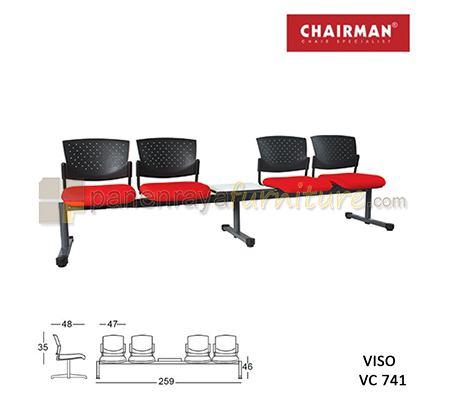 Panen Raya Furniture Kursi Tunggu 4 Seaters Plus Meja Chairman Viso VC 741