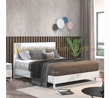Panen Raya Ranjang Siantano Marble 160x200 White Glossy-Marble