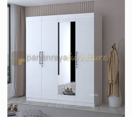 Panen Raya Lemari Pakaian 4 Pintu Siantano LP Capitol 4D SW 190x60x220 White Glossy