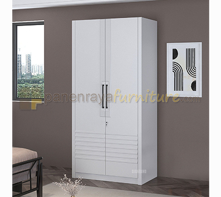 Panen Raya Lemari Pakaian 2 Pintu Siantano LP Capitol 2D SW 105x60x220 White Glossy