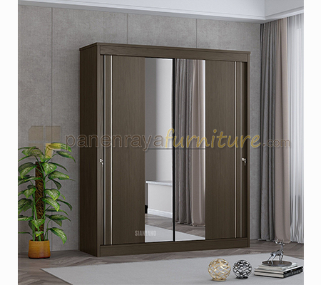 Panen Raya Lemari Pakaian 2 Pintu Sliding Siantano LP Havana 353 SL 150x55x200 Brown Oak