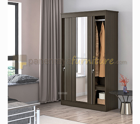 Panen Raya Lemari Pakaian 2 Pintu Sliding Siantano LP Havana 253 SL 100x55x200 Brown Oak