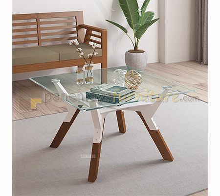 Panen Raya Furniture Meja Tamu Siantano CT Aster 80x80x45 Teak White