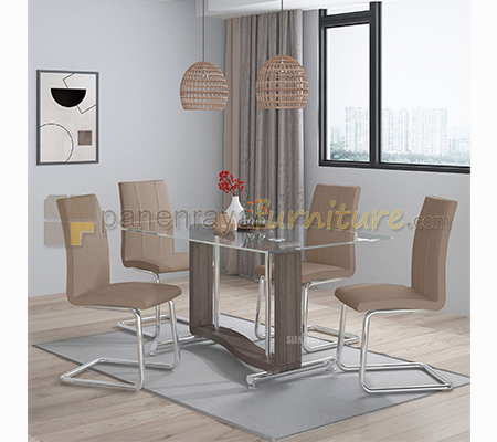 Panen Raya Meja Makan 4 Kursi Siantano DT Okinawa 120 Sorema set DC Nagoya Beige