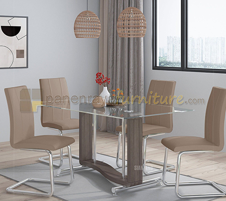 Panen Raya Furniture Meja Makan 4 Kursi Siantano DT Okinawa 150 set DC Nagoya Beige