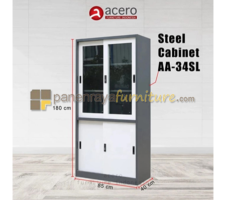 Lemari Arsip Besi Acero AA 34SL Grey-Light Grey 85x40x180