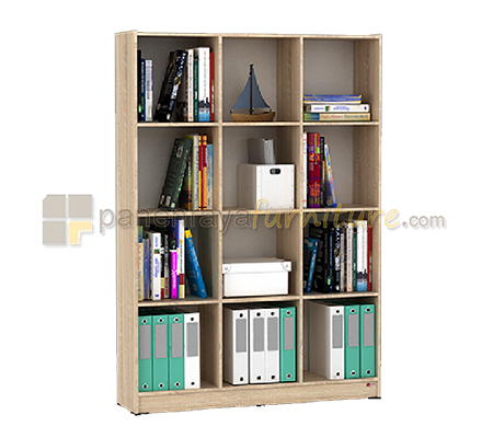 Panen Raya Furniture Rak Buku Besar Activ Galant BC 120 Sonoma Oak-White 120x30x170